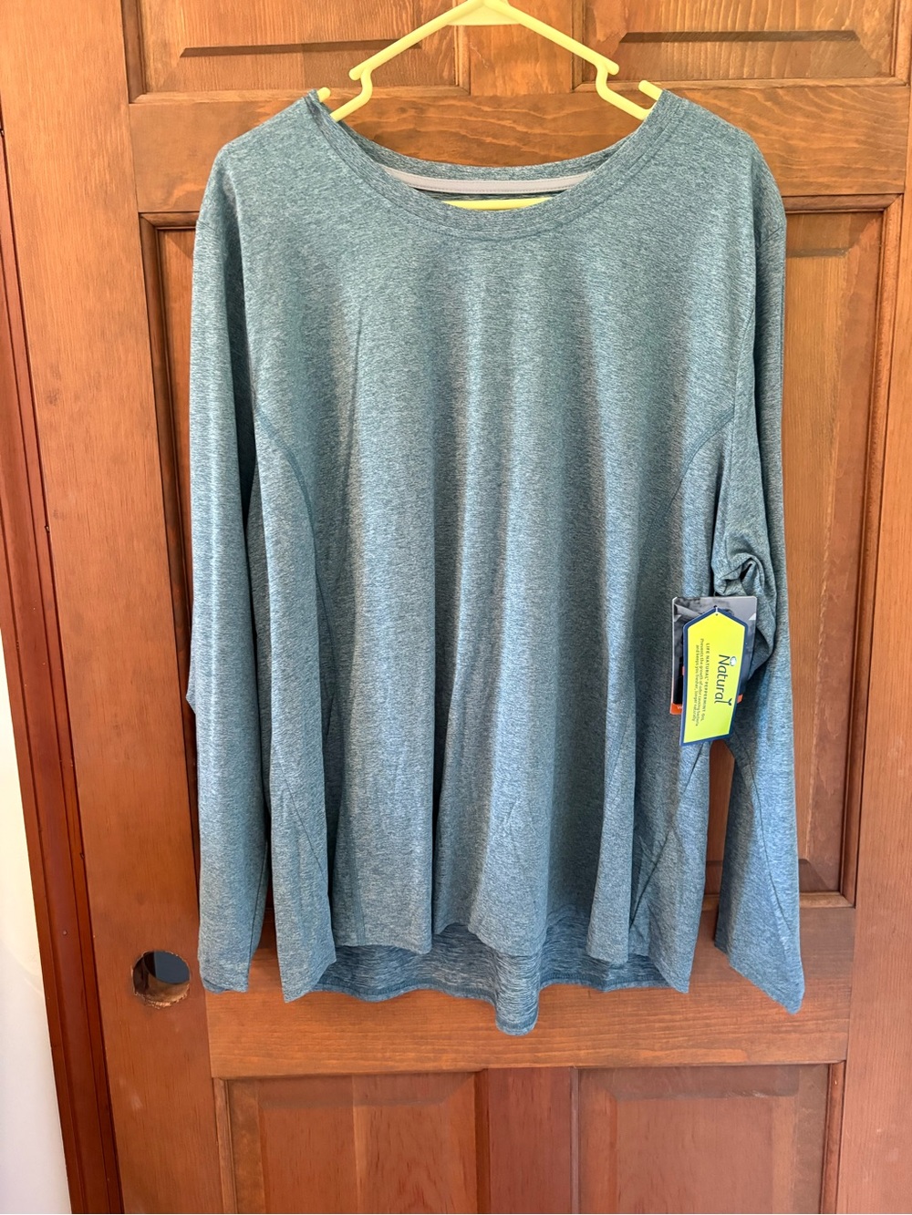 Natural Reflections Long-Sleeve Crew Top in Heather Teal